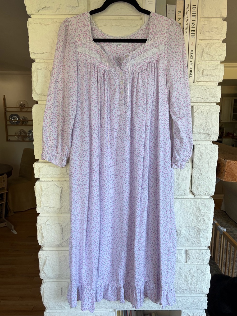 Eileen West Floral Cottagecore Long Sleeve Nightgown Size Small
